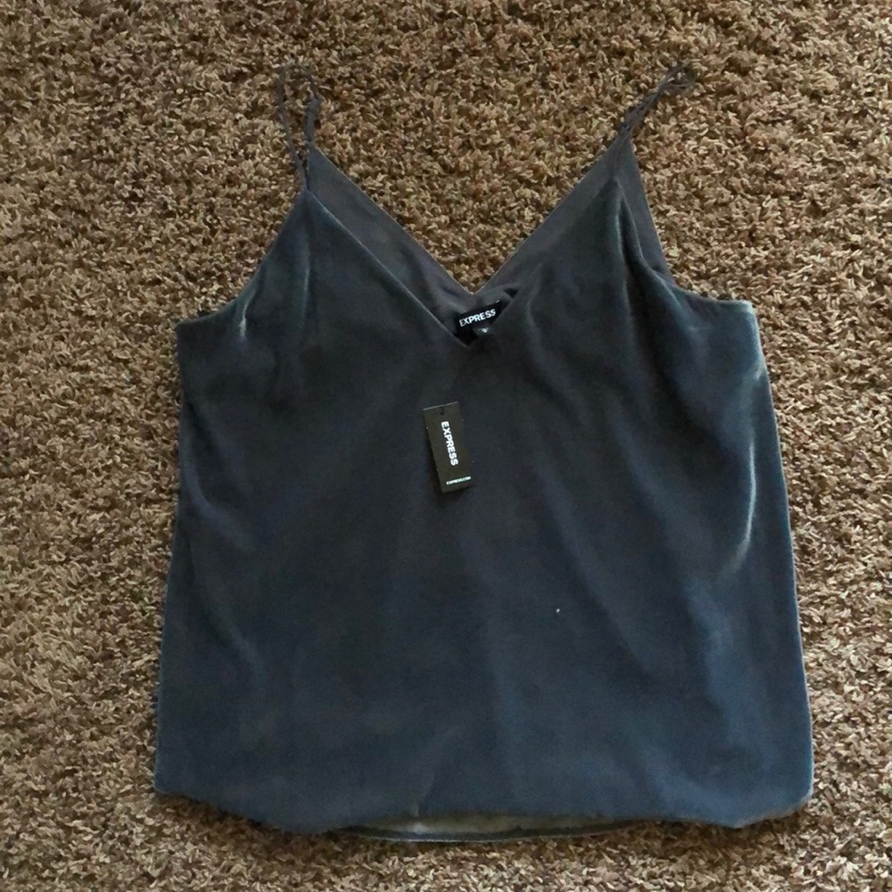 Steel Grey Express Velvet Tank Top - Picture 1 of 3